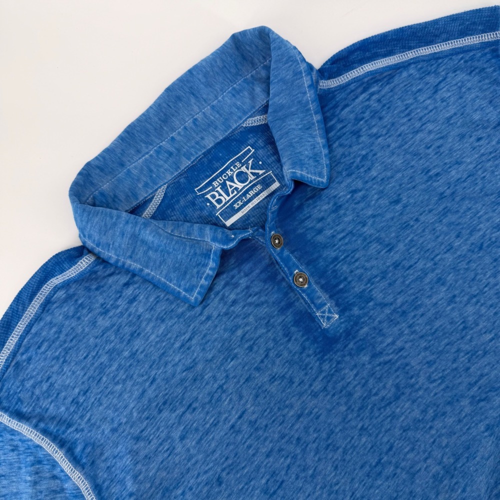 Buckle Black Mens Blue Burnout Short Sleeve Polo Shirt BB9 XX-Large XXL